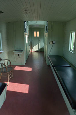 OR: South Coast Region, Coos County, Coos Bay Area, City of Coos Bay, Downtown, Waterfront, Coos Bay Historic Railroad Museum, Caboose, interior. [Ask for #274.809.]