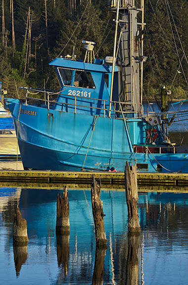 OR: South Coast Region, Lane County, Pacific Coast, Florence Area, Town of Florence, Fishing boats docked in Florence's port [Ask for #276.574.]